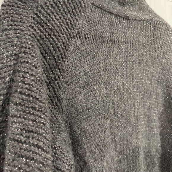 Eileen Fisher Silver Metallic Alpaca Wool Open Sweater Cardigan Size S - Picture 6 of 8